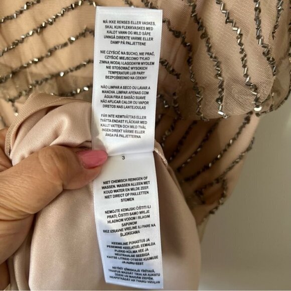 Adrianna Papell Women's Blouson Beaded Cocktail Dress - Taupe/Pink. Size: 0 (US) - Picture 10 of 16